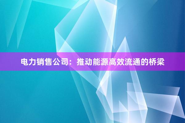 电力销售公司：推动能源高效流通的桥梁